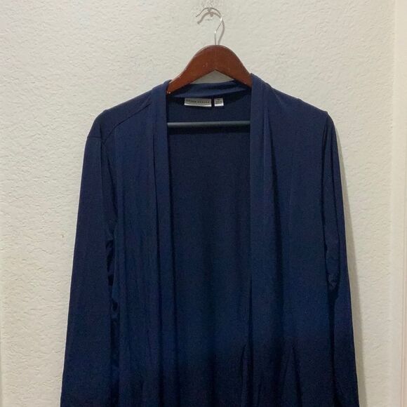 New Susan Graver Liquid Knit blue Open Cardigan size 1X - Picture 3 of 12